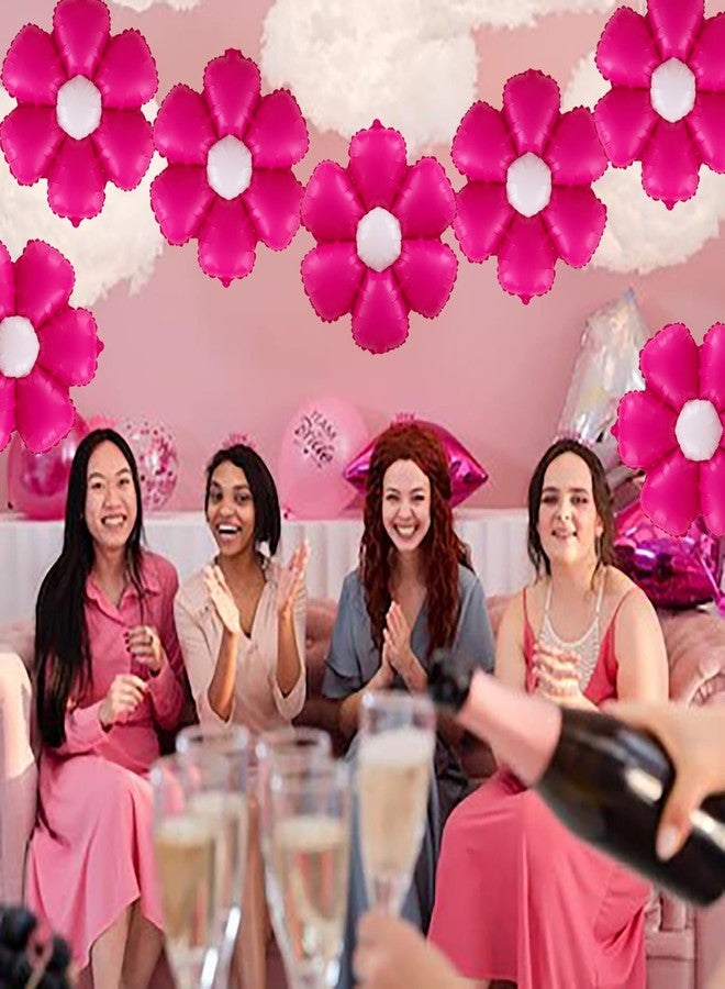 BIEUFBJI 15 Pcs Hot Pink Daisy Balloons - Aluminum Foil Balloons for Birthday, Wedding, Baby Shower, Kids Theme Party Decoration - Image 3